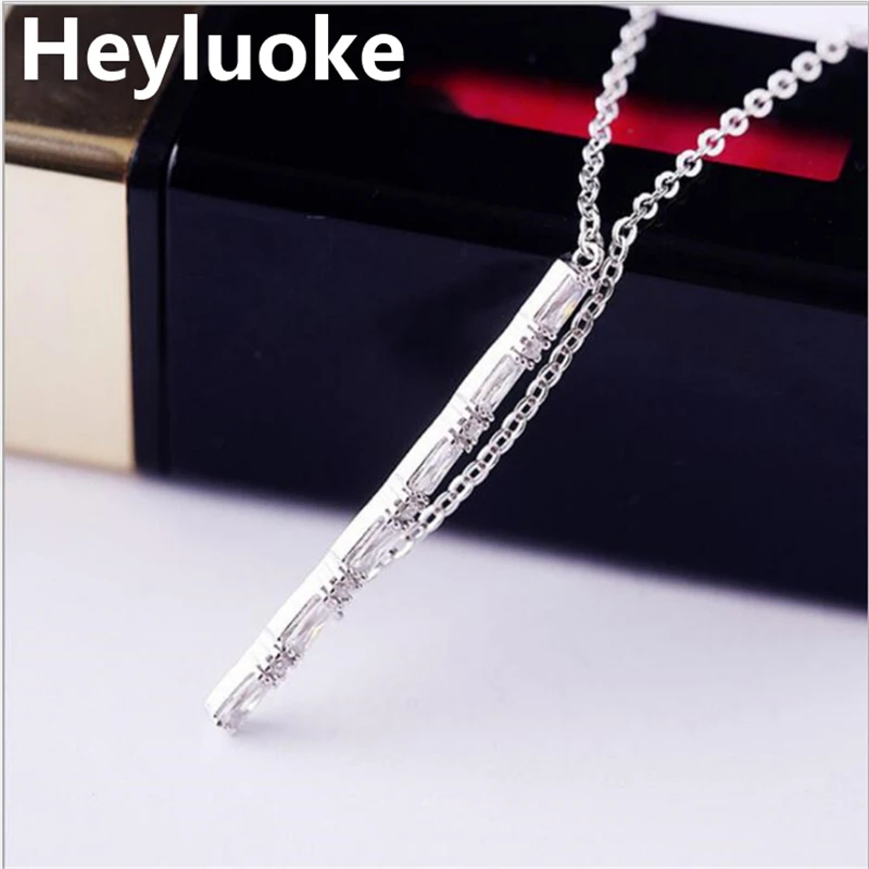 HEYLUOKE Новая коллекция 100% бамбуковых кулонов с фианитами в форме бар модные