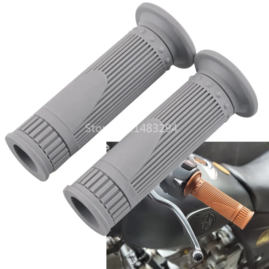 Пара серых резиновых ручек в стиле ретро для Honda Yamaha KTM Kawasaki Trumiph 7/8 дюйма