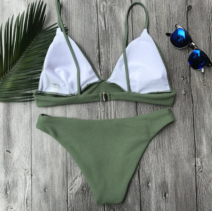Текстурированный бикини ткани комплект откровенный сплошной купальник maillot de bain