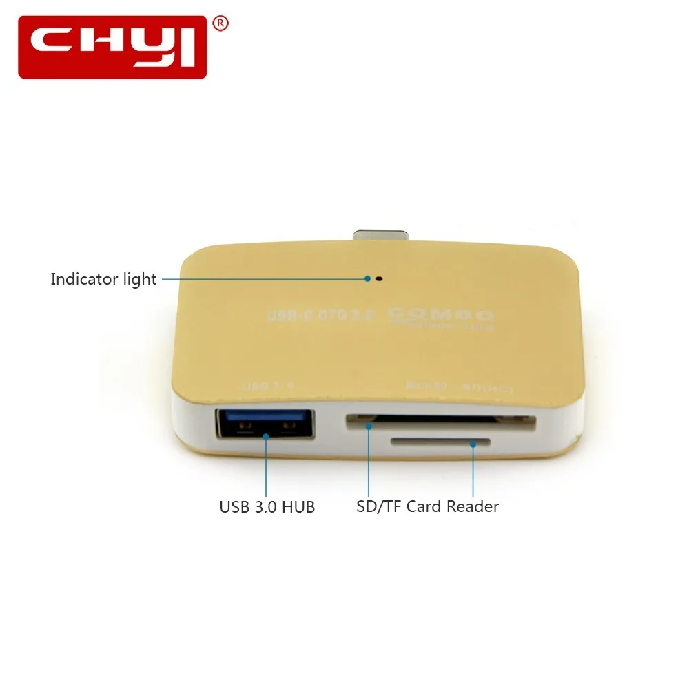 CHYI 3 в 1 USB Type C концентратор OTG USB3.0 с устройство для чтения карт SD TF сплиттер адаптер