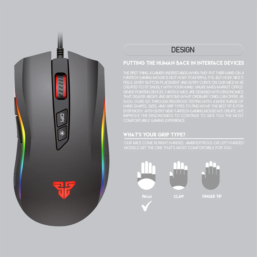 Fantech X4S USB Проводная 4800 точек/дюйм 7 кнопок оптическая игровая мышь светодиодный