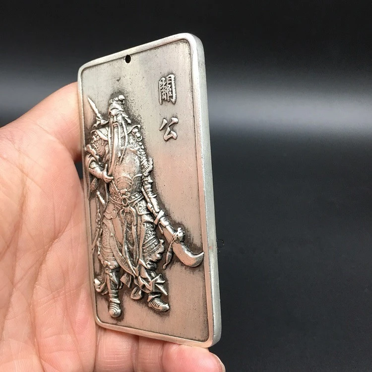Коллекционный китайский латунный резной Guan Gong Yu Sabre изысканный маленький кулон