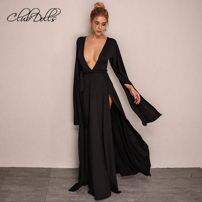 Женское платье для выпускного вечера длинное облегающее с открытым рукавом и