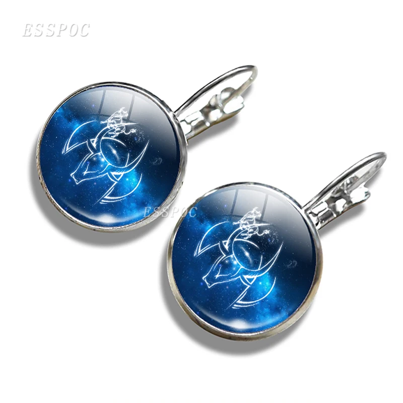 12 созвездий Лев Дева Близнецы крючок серьги стеклянный кабошон кулон Знаки