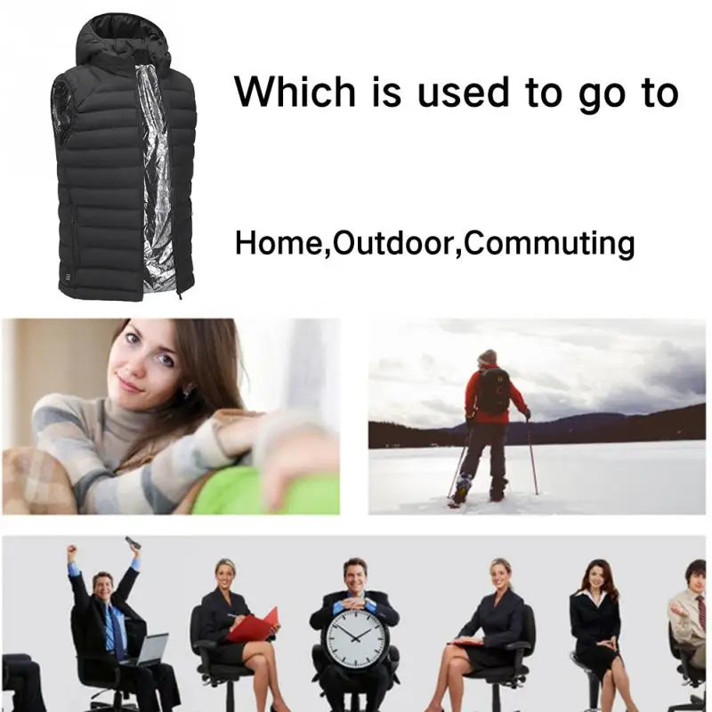 USB Электрический обогреваемый жилет с капюшоном отопление Для мужчин женщин