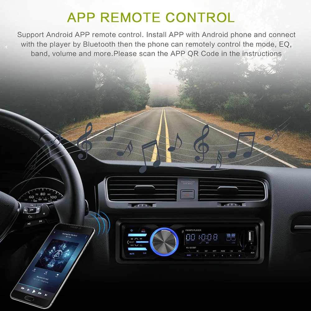Автомобильный стерео аудио в тире MP3 радио плеер bluetooth Поддержка Android приложение