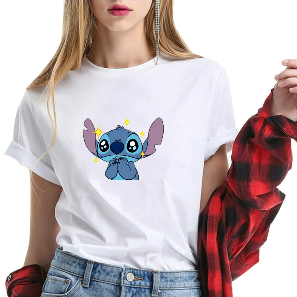 Lilo & футболка с отстрочкой короткий рукав хлопковая Футболка Милая модная