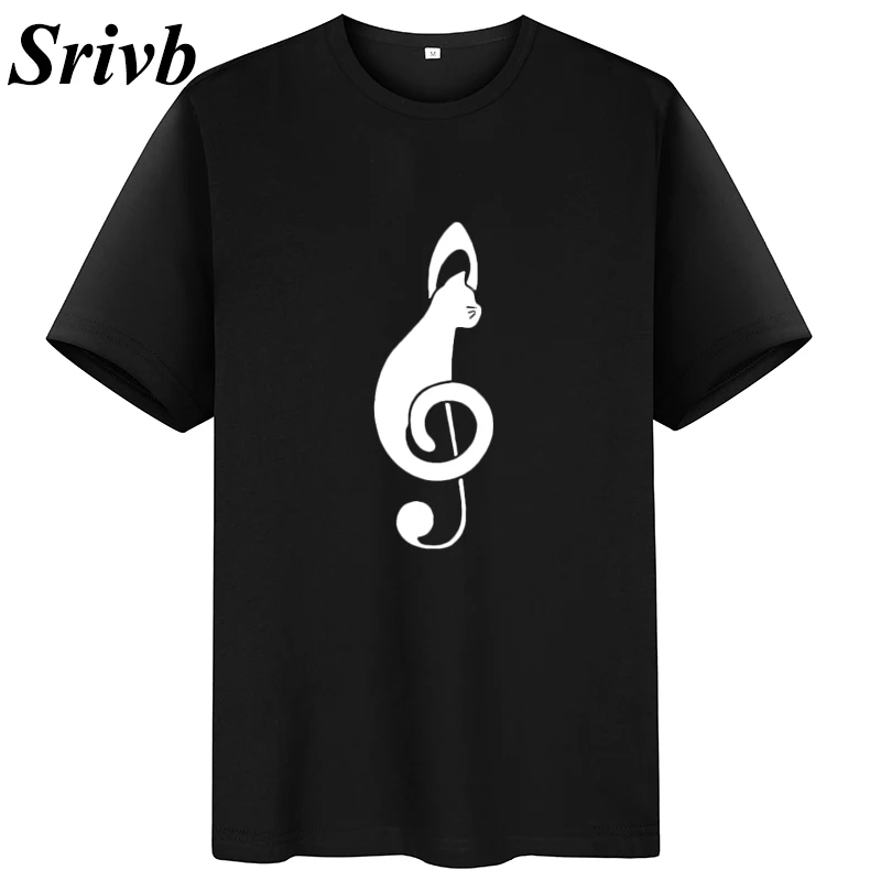 Женская хлопковая футболка с коротким рукавом Srivb Cat Music забавная принтом в стиле