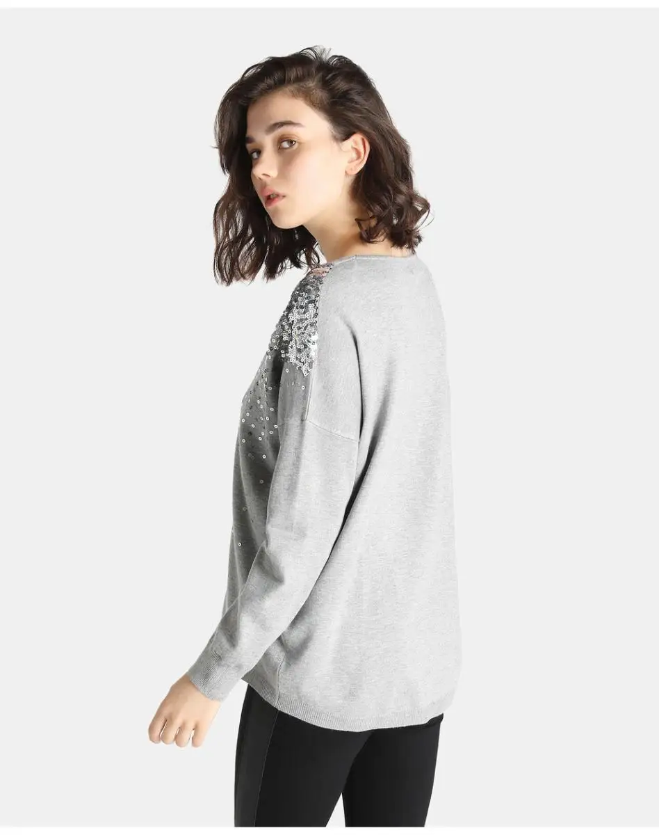 Женский трикотаж Formula Young серый с блестками | Женская одежда