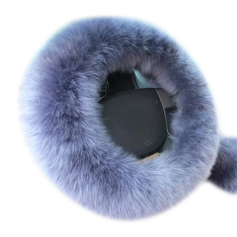 3 шт./компл. Меховой чехол рулевого колеса автомобиля шерстяной зимний