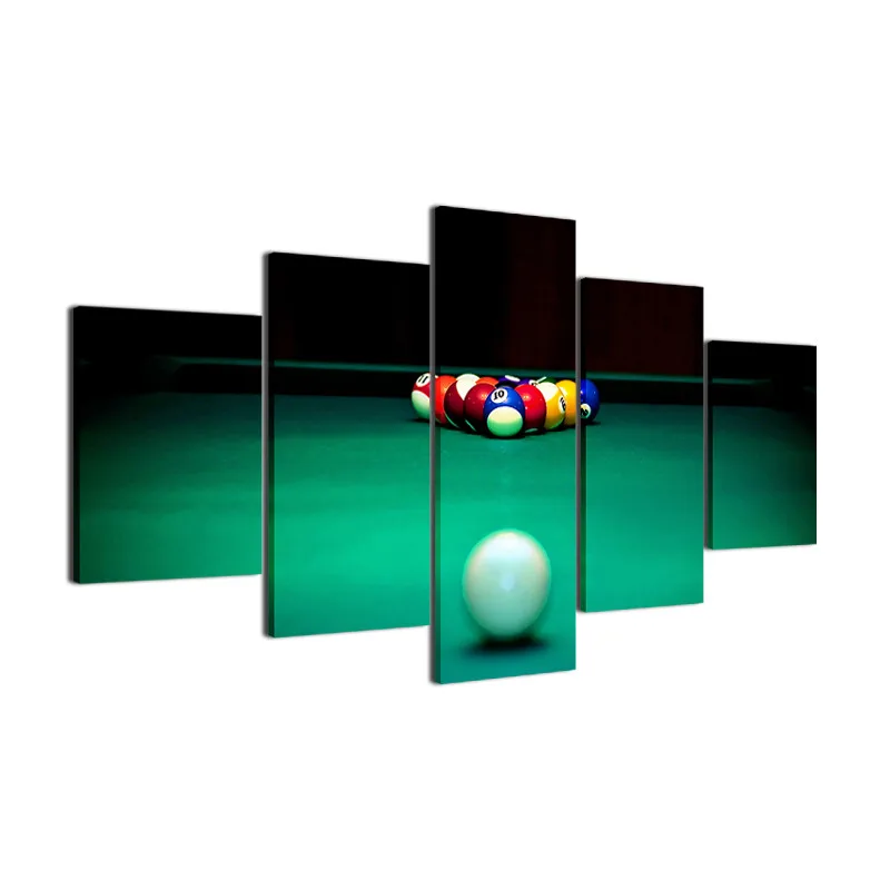 Canvas Wall Art Pictures Modular Framework Home Decor 5 Pieces Beautiful Color Billiards Painting HD Prints Sports Poster | Дом и сад