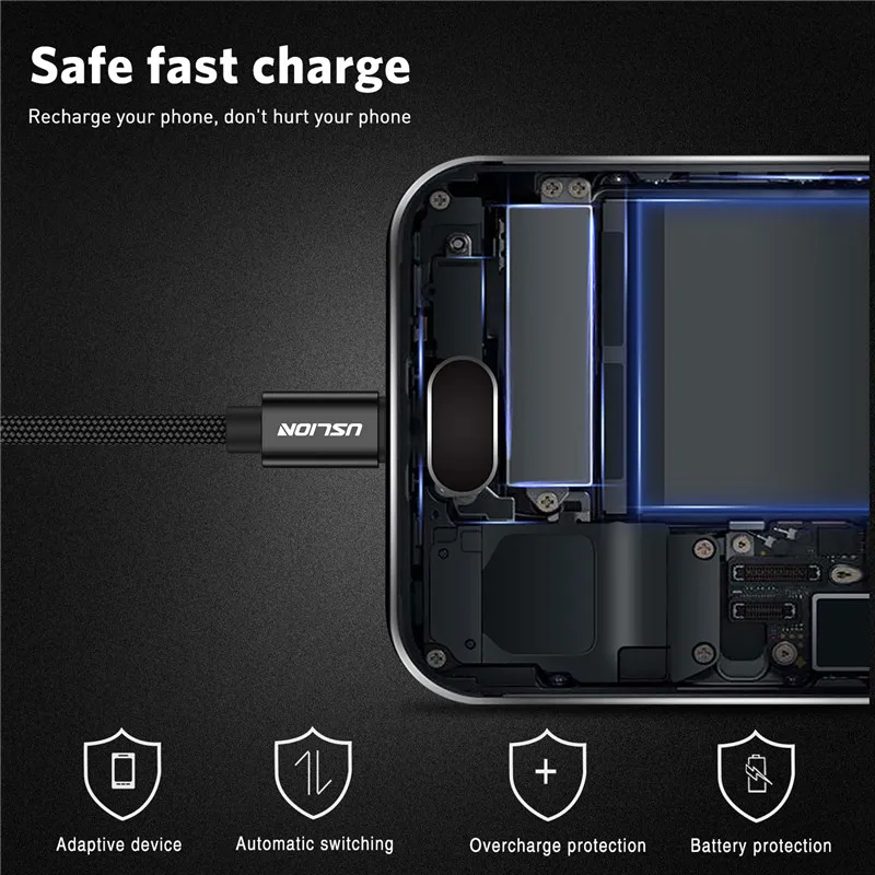 USB кабель USLION Micro 2 А для быстрой зарядки и передачи данных Samsung Huawei Xiaomi LG Зарядные