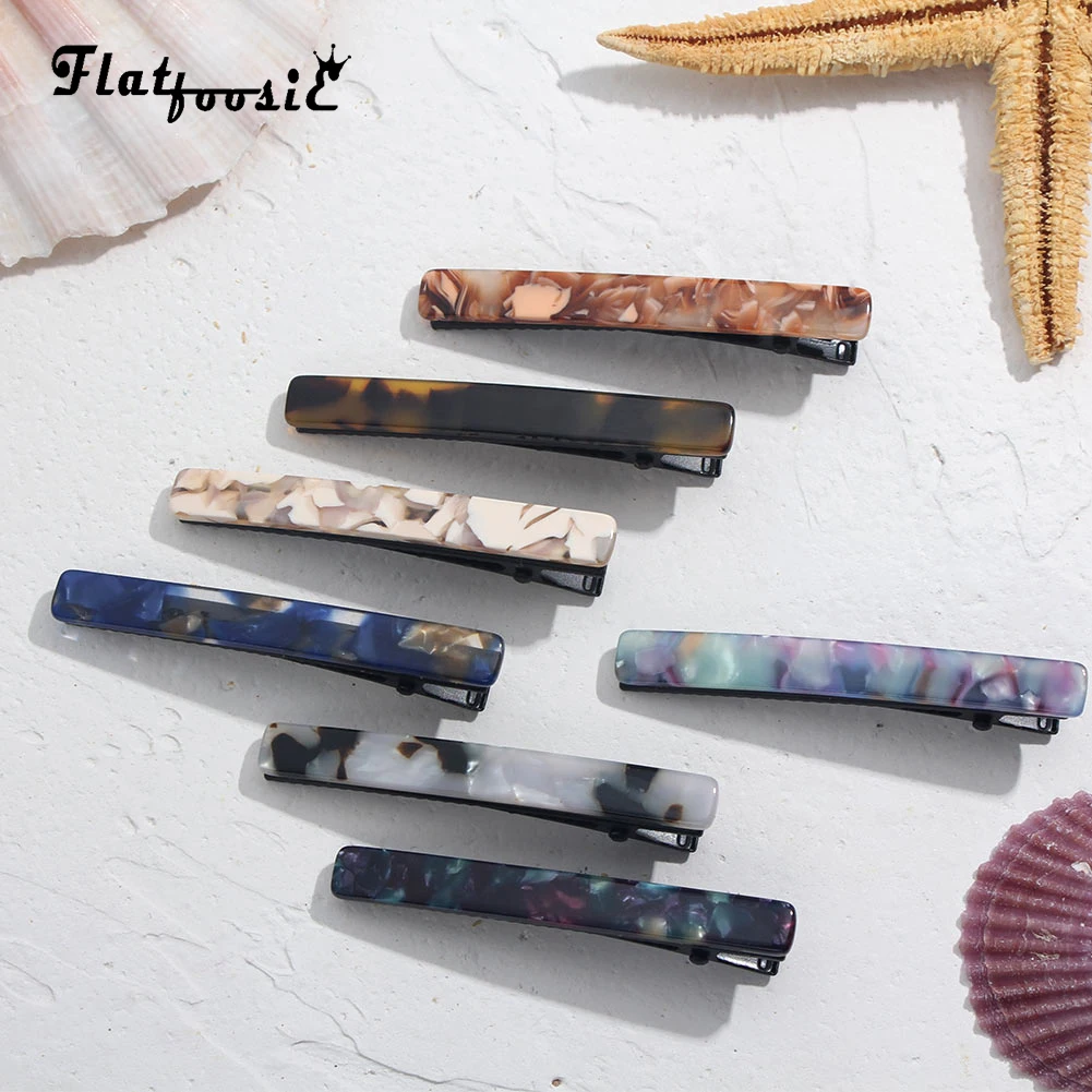 Flatfoosie 2019 New Acrylic Hair Clips For Women Girls Rectangle Geometric Vintage Colorful Hairpins Barrettes Accessories | Украшения и