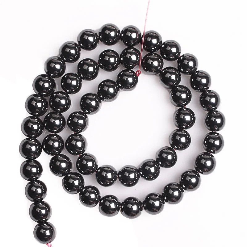 Круглые бусины черного гематита из натурального камня размеры 2 3 4 6 8 10 12 14 16 18 20 мм