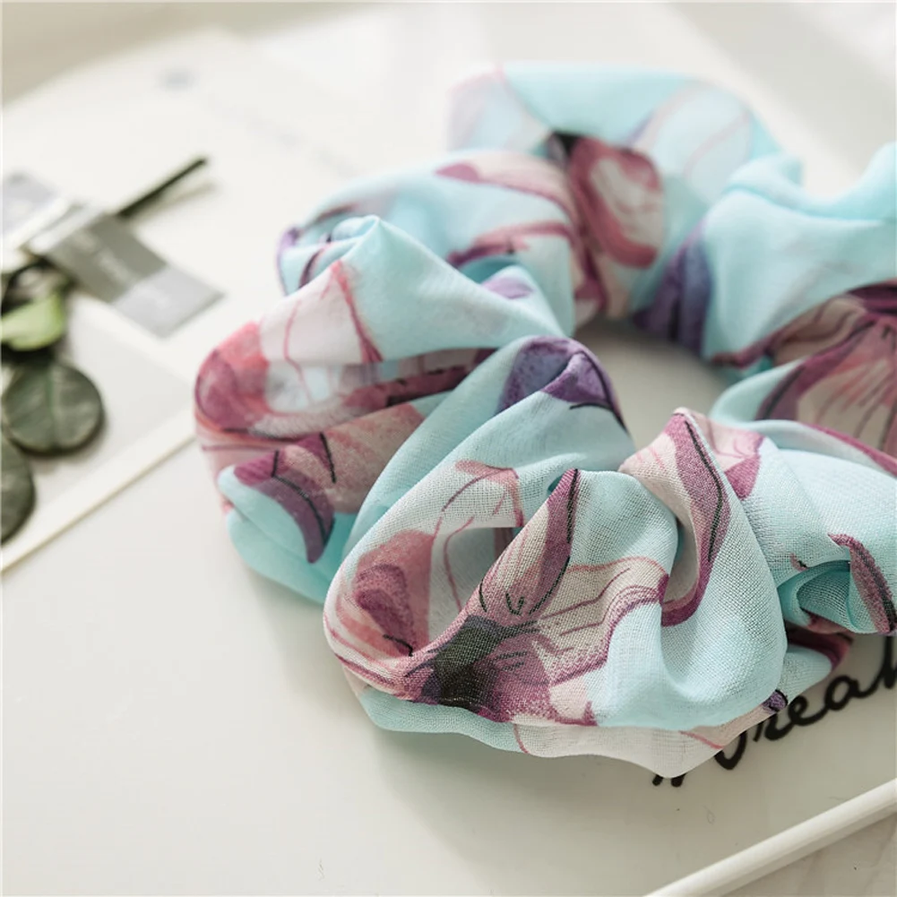 

Chiffon Flowers Elastic Hair Bands Ponytail Hair Scrunchies Pink Soft Rope Ties Elastic Hair Bands Girls Headwear Elegant New