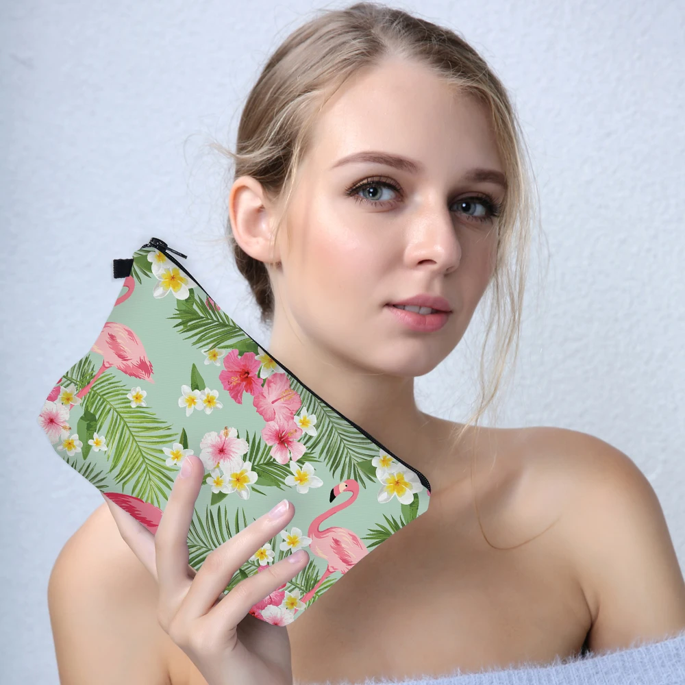 Косметички с 3D принтом фламинго и цветов для путешествий 51055|3d printing cosmetic bag|cosmetic