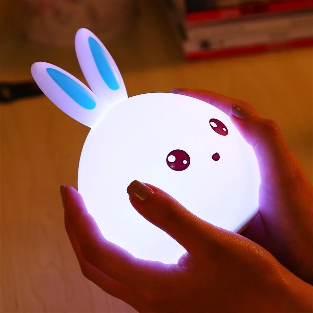 DOXA LED Rabbit Night Light Multicolor Silicone Touch Sensor Tap Control Nightlight Children Baby Kids Bedside Lamp 2018 New | Освещение