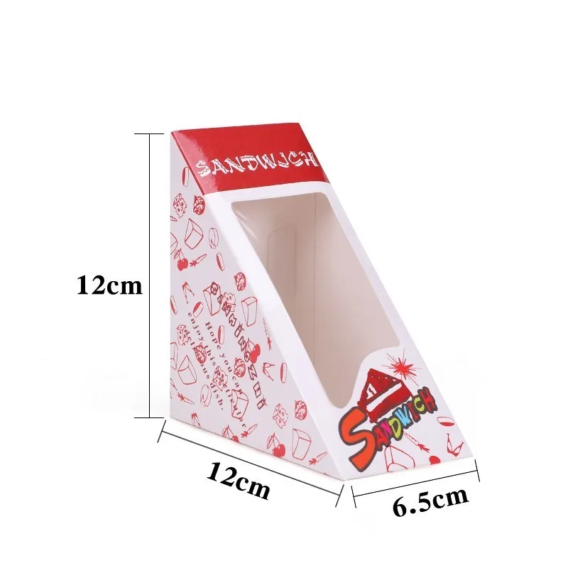 12 шт одноразовый Бумажный сэндвич-бокс с окнами фаст-фуд магазин ресторанный