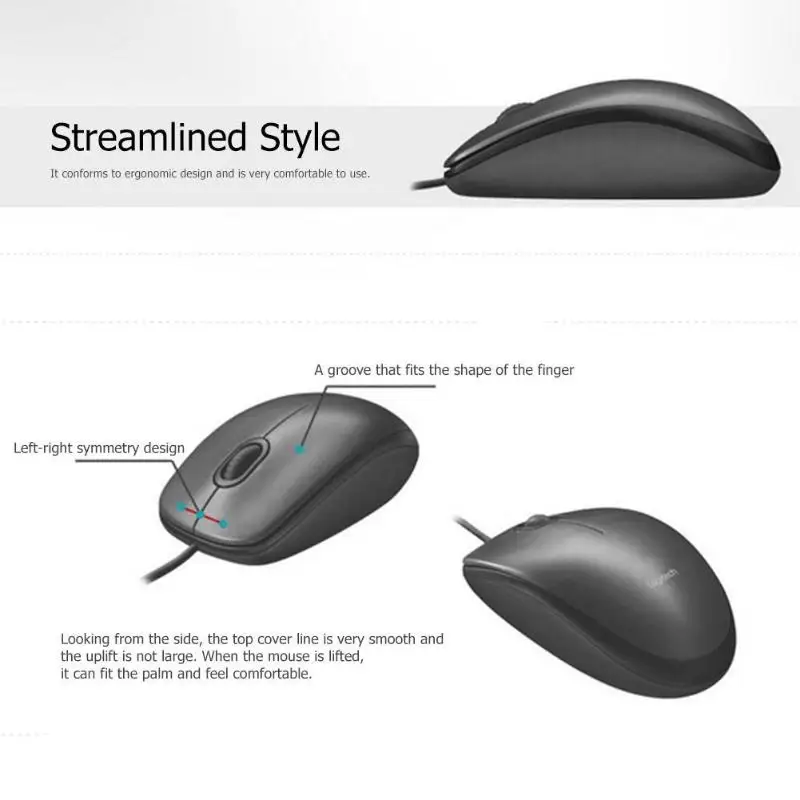 Проводная мышь Logitech M90 USB эргономичный дизайн 3 кнопки 1000DPI оптическая геймерская