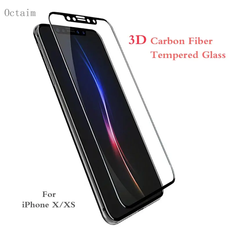 9H закаленное стекло для iPhone X XS Max XR 3D полное покрытие углеродное волокно мягкий