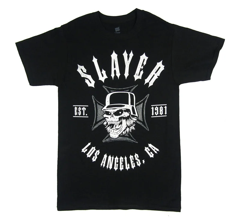 Футболки с принтом мужские футболки круглым вырезом и надписью Slayer Cross ྍ Est. 1981