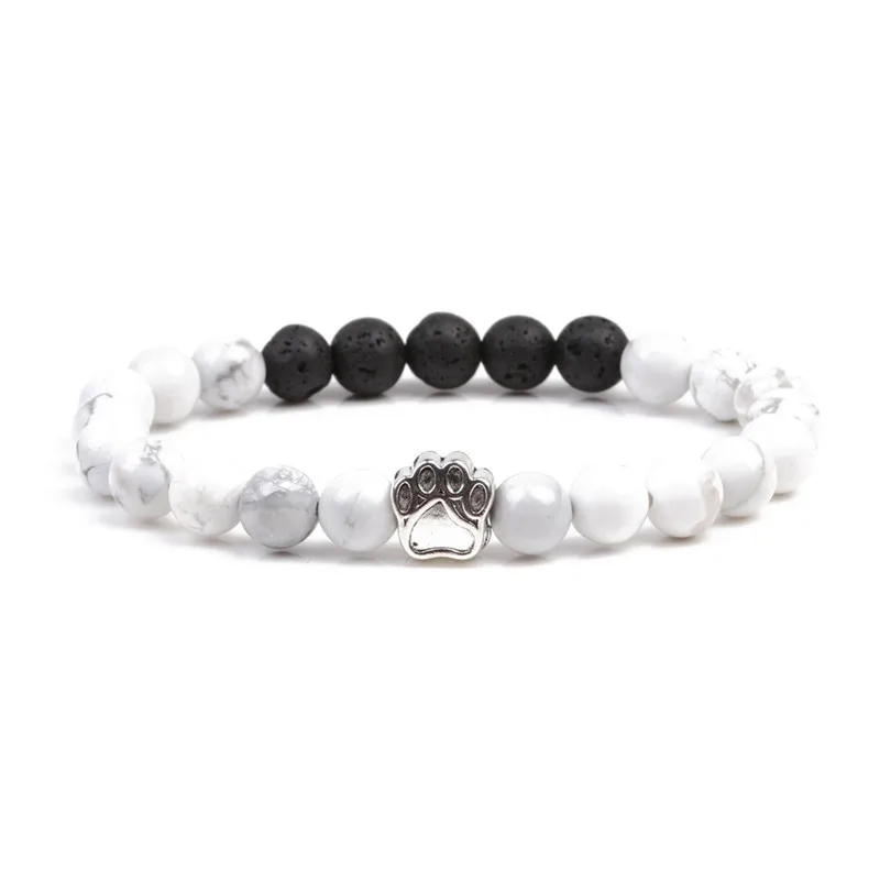Браслет с изображением собачьей лапы 8 мм Howlite &amp Tiger's Eye Stone черный браслет из