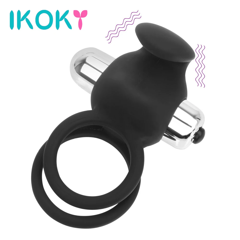IKOKY Силиконовые Кольца для пениса одночастотный вибратор секс-игрушки мужчин