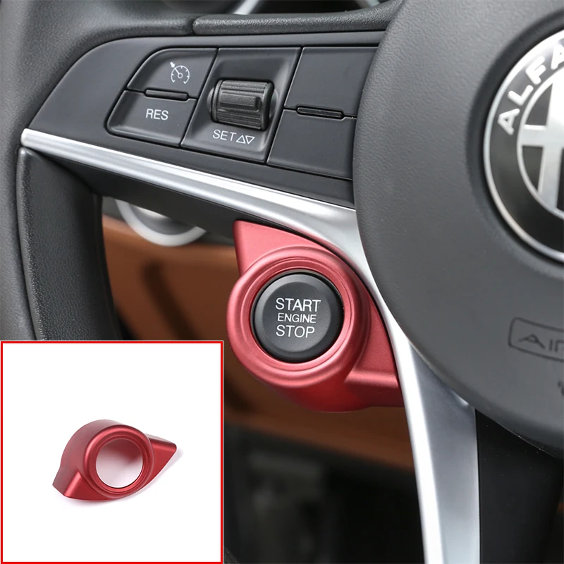 

Для Alfa Romeo Giulia Stelvio 2017-2019 красный ABS Хром Интерьер старт двигателя Стоп крышка отделка автомобильные аксессуары