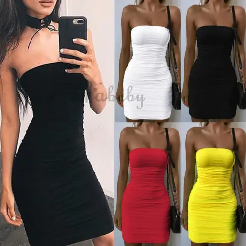Thefound 2019 New Women Spaghetti Strap Stretchy Package Hip Bodycon Mini Dress Short Club | Женская одежда