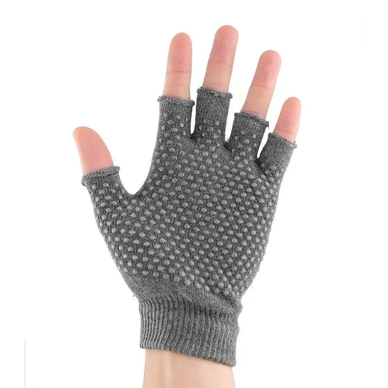 Нескользящие половина Finger хлопковые перчатки Спорт Фитнес Йога для
