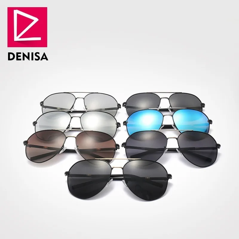 Солнцезащитные очки авиаторы DENISA G98163 мужские поляризационные зеркальные