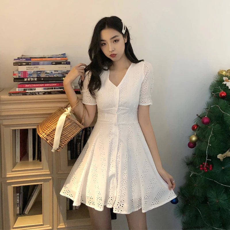 2020 летнее Новое модное милое хлопковое белое кружевное платье для девочек с