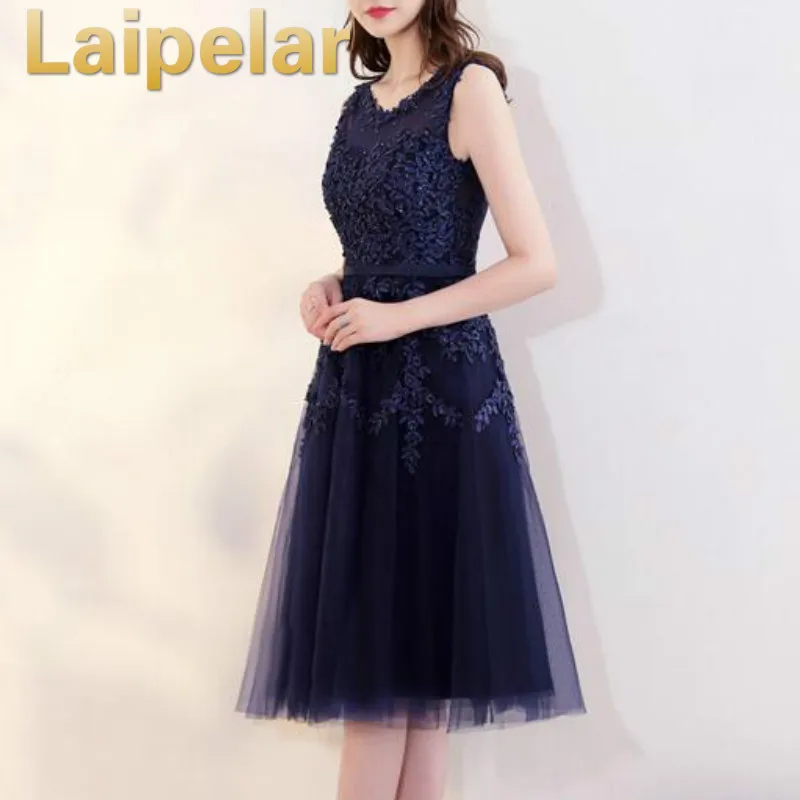 

Laipelar 2019 Fashion Tulle Lace Evening Midi Dresses Elegant Formal Gown Wedding Evening Party Dress Women Vestido De Festa
