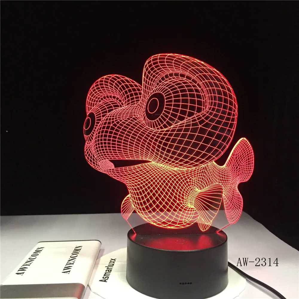 Настольная светодиодная 3d лампа в форме рыбьего глаза ночсветильник с USB 7 цветов