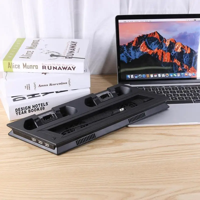 Для PS4 тонкий вертикальный стенд двойной вентилятор охлаждения контроллер