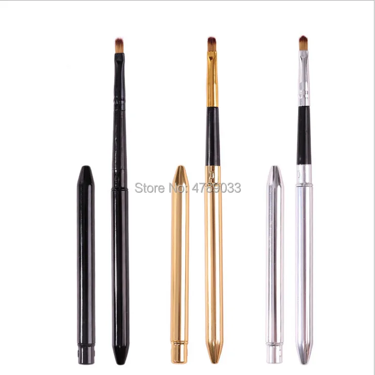 50pcs/pack Gold Silver Black Lips Makeup Brush Pen Metal Handle Cosmetic Lipgloss Lipstick Lip Gloss With Protect Cap | Красота и