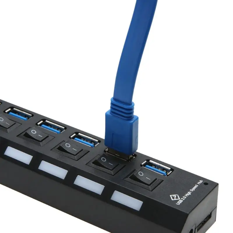 Высокое качество 7 портов USB 3 0 концентратор 5 Гбит/с питания вкл/выкл адаптер