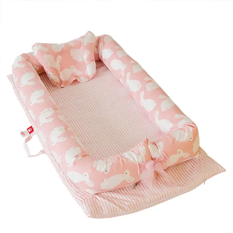 

Baby Portable Cribs Bassinet For Bed With Soft Pillow Removable Breathable Hypoallergenic Baby Lounger Baby Bionic Bed