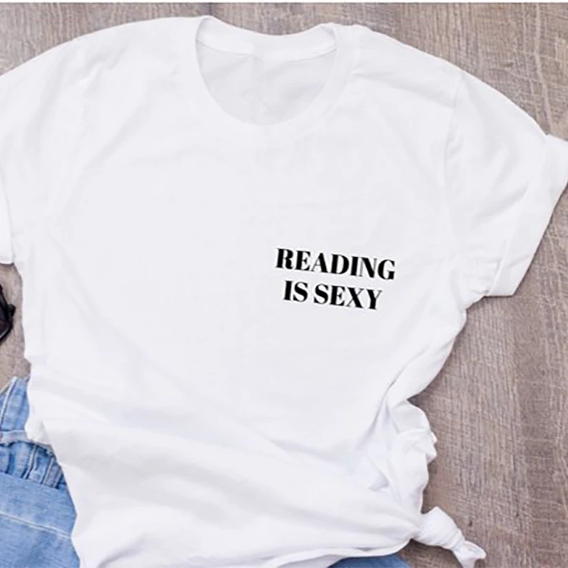 T Shirt Unisex Plus Size Women T-shirt Men Slogan Graphic Tees Shirts Tops Reading Is Sexy Funny XS-3XL | Женская одежда