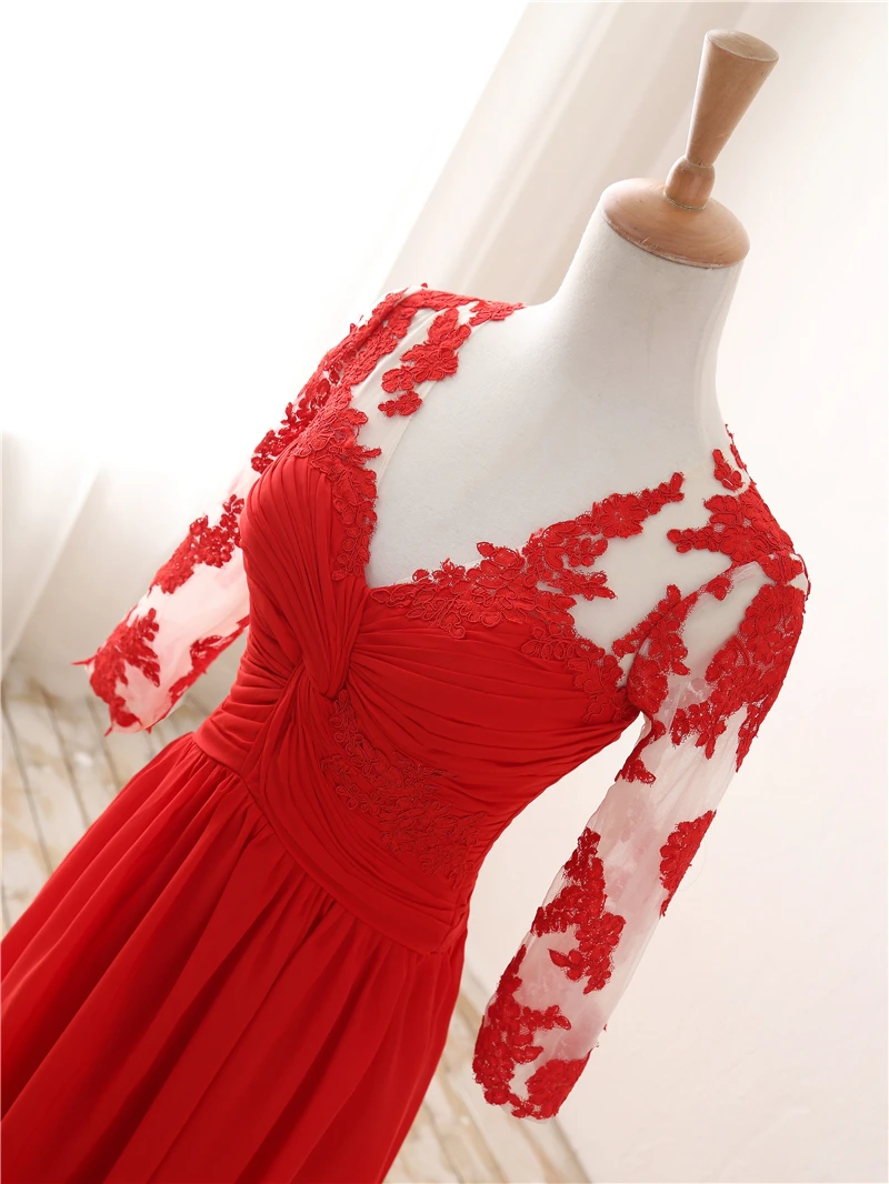 Женское прозрачное вечернее платье Robe De Soiree красное с треугольным вырезом