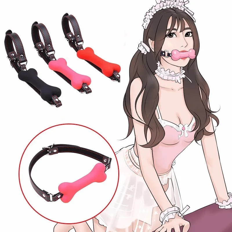 Сексуальное рабство силиконовая кость для собак рот кляп эротических игр