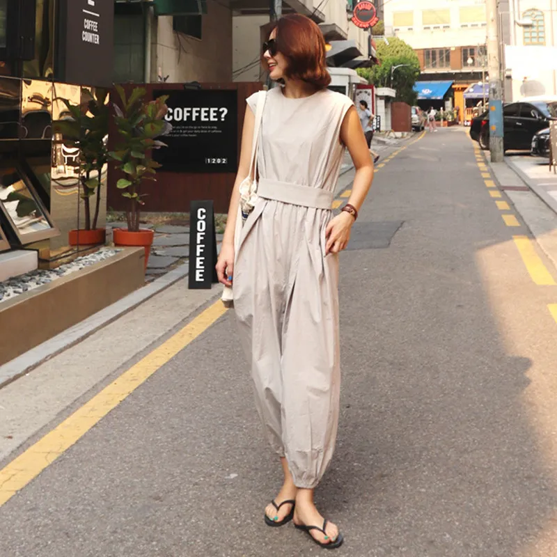 Женский свободный комбинезон LANMREM Свободный с широкой талией без рукавов на