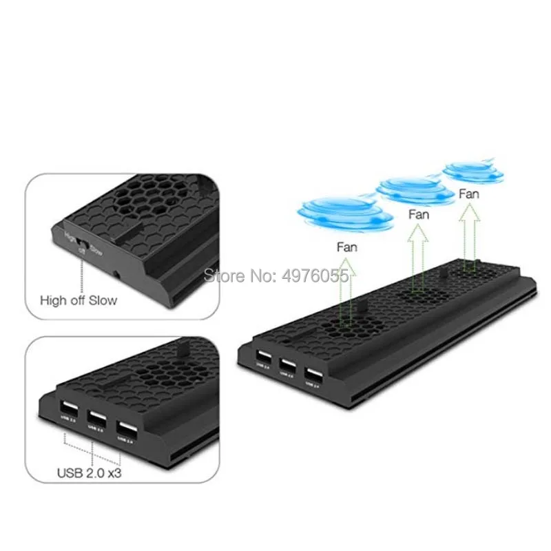 Вертикальная вертикальная подставка для XBOX ONE X с охлаждающим вентилятором