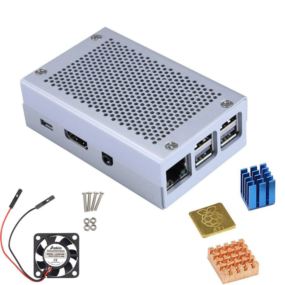 Aokin для Raspberry Pi 3 корпус алюминиевый Металл с охлаждающим вентилятором Чехлы Model B +