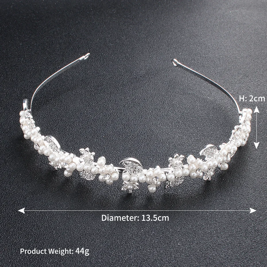 Fashion Bride Headwear Princess Tiaras Silver Plated Hair Hoop Concise Rhinestone Pearl Bridal Crown Wedding Accessories |