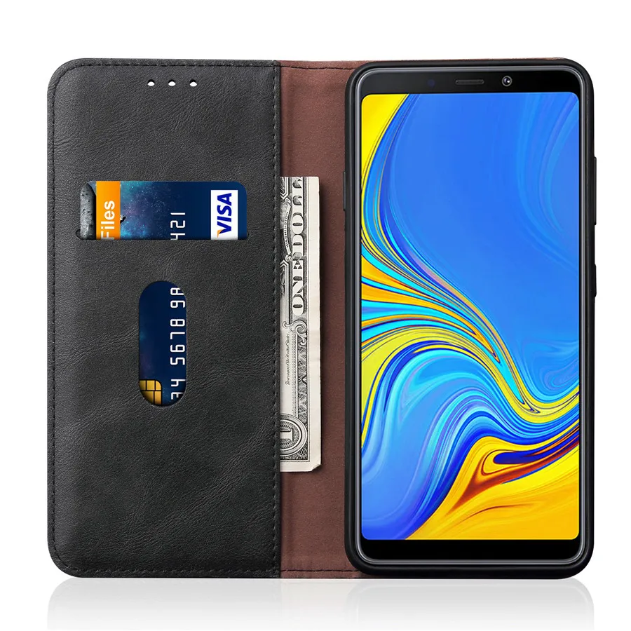 Роскошный кожаный бумажник чехол для samsung Galaxy A9 2018 Чехол подставка держатель карт