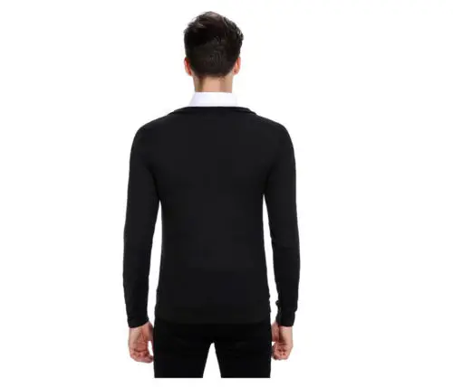 

2019 New Men's Color V-neck Slim Sweater Coat Casual Pullover Knitting Warm