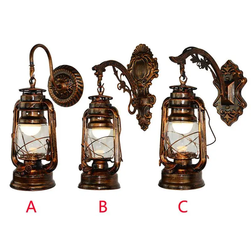 

LAIDEYI European Style Wall Sconces Vintage Wall Lamp E27 LED Bulb Loft Retro Wall Luminaire Glass Industrial 3 Types Optional