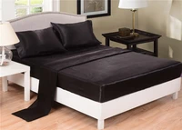 home textile black solid silk satin 4 pcs twinfullqueenking luxury bedding sets bed linen sheet set flat sheetfitted sheet28