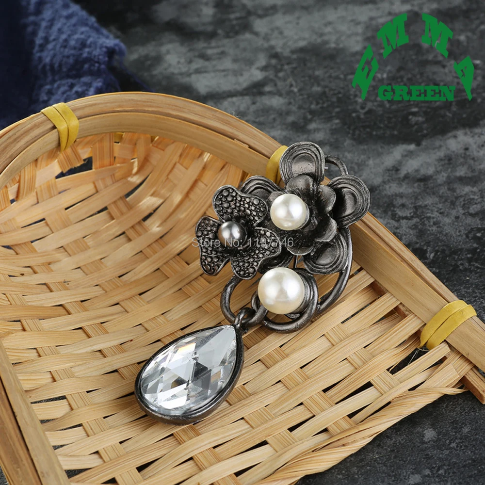 Crystal Flower Brooch Pin Simulated-Pearl Corsage Vintage Jewelry Brooches Accessories For Wedding Party Gift Women | Украшения и